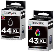 ~Brand New Original LEXMARK 18Y0143 / 18Y0144 #43XL / #44XL INK / INKJET Cartridge Combo Pack Black Tri-Color High Yield